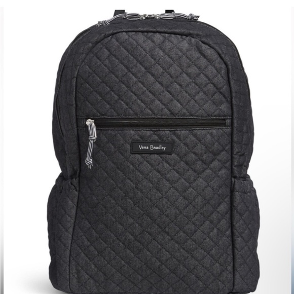 Vera Bradley Essential Backpack in Black Denim Cotton NWT - Picture 1 of 9
